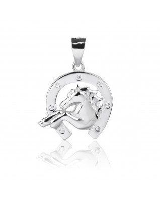 Strieborný prívesok - podkova s koňom