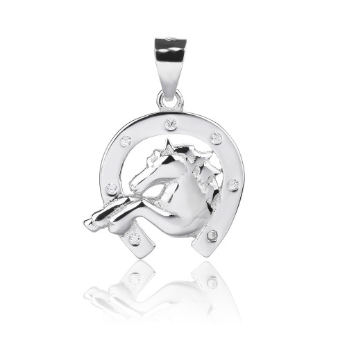 Strieborný prívesok - podkova s koňom