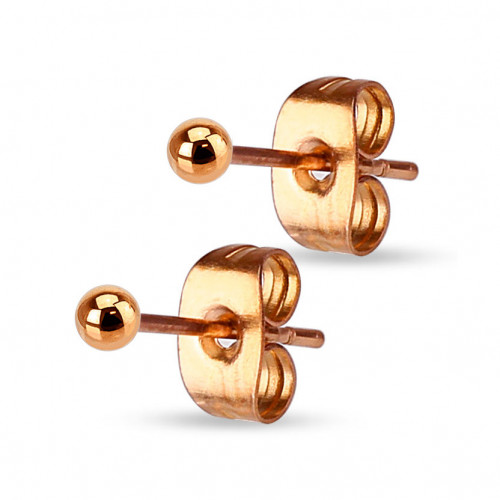 Oceľové náušnice - guličky pozlátené