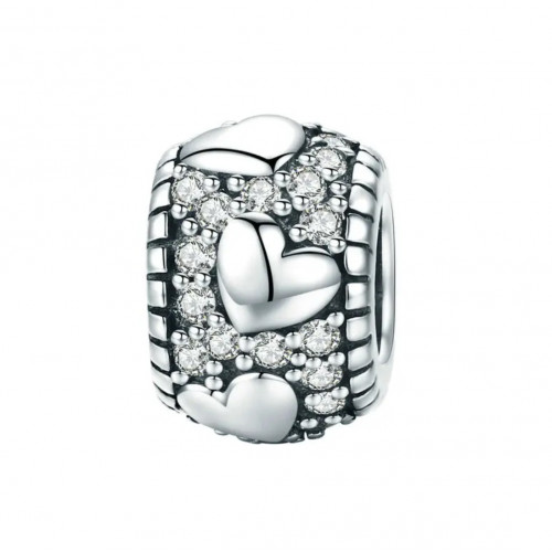 Strieborný prívesok korálik so srdiečkami