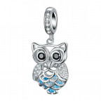 Strieborný prívesok korálek na náremček sovička