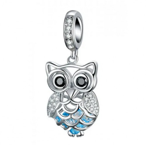 Strieborný prívesok korálek na náremček sovička