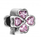 Strieborný prívesok korálek na náramok štvorlístok