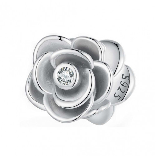 Strieborný prívesok korálik na náramok kvietka