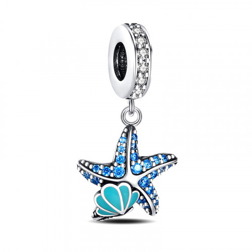 Visiaci strieborný prívesok korálek morská hviezdica