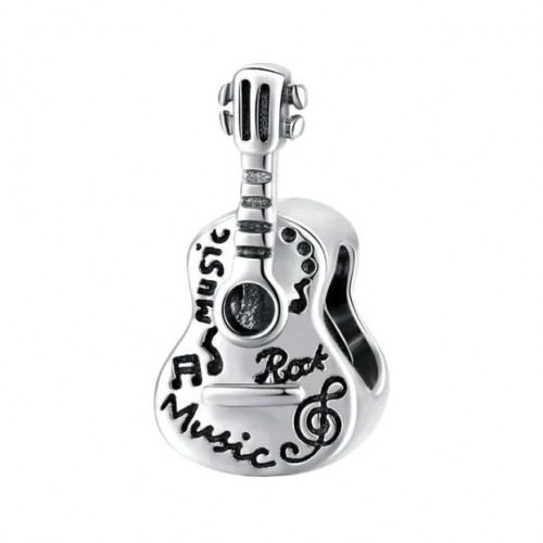 Strieborný prívesok korálik na náramok gitara