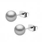Oceľové náušnice perličky šedej