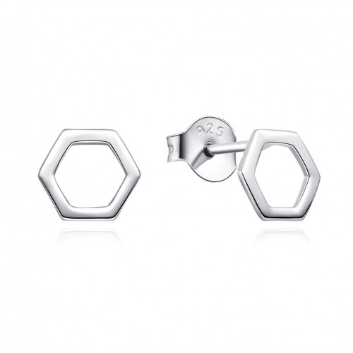 Strieborné náušnice šesťuholníky