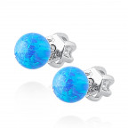 Skrutkovacie strieborné náušnice s modrým opálom