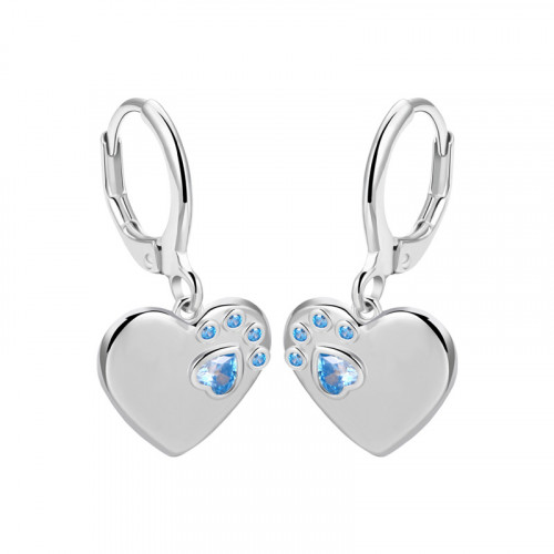 Strieborné náušnice srdiečka s psou labkou