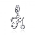 Strieborný prívesok korálik na náramok - písmeno H