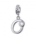 Strieborný prívesok korálek na náramok - písmeno O