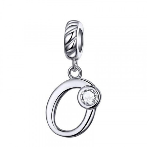 Strieborný prívesok korálek na náramok - písmeno O