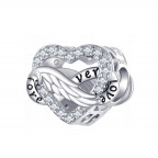 Strieborný prívesok korálik srdca s nekonečnom