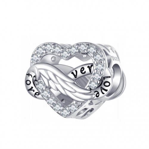 Strieborný prívesok korálik srdca s nekonečnom