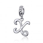 Strieborný prívesok korálek na náramok - písmeno X