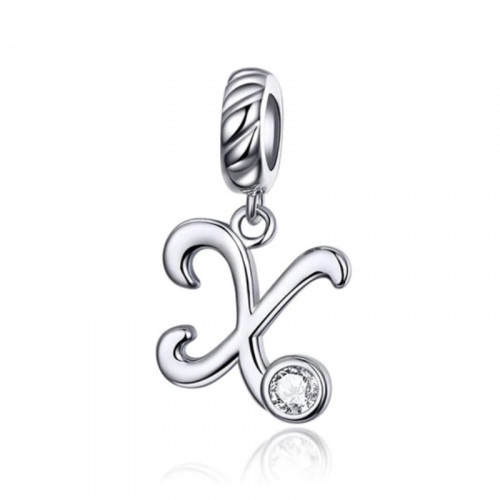 Strieborný prívesok korálek na náramok - písmeno X