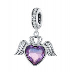 Strieborný prívesok korálik okrídlené srdce