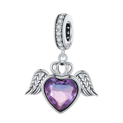Strieborný prívesok korálik okrídlené srdce