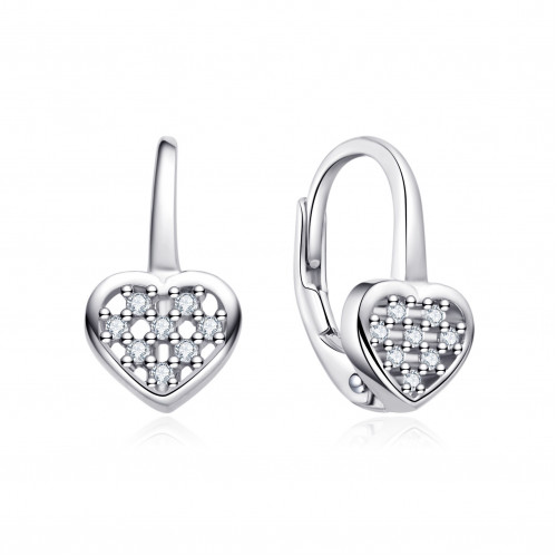 Strieborné náušnice na klapku srdiečka
