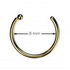 Pozlátený piercing do nosa - kruh titán