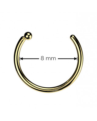 Pozlátený piercing do nosa - kruh titán