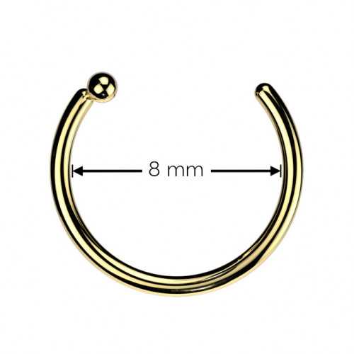 Pozlátený piercing do nosa - kruh titán