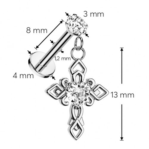 Piercing do brady krížik