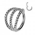 Trhnutý segment kruh krútený - helix / cartilage / tragus piercing