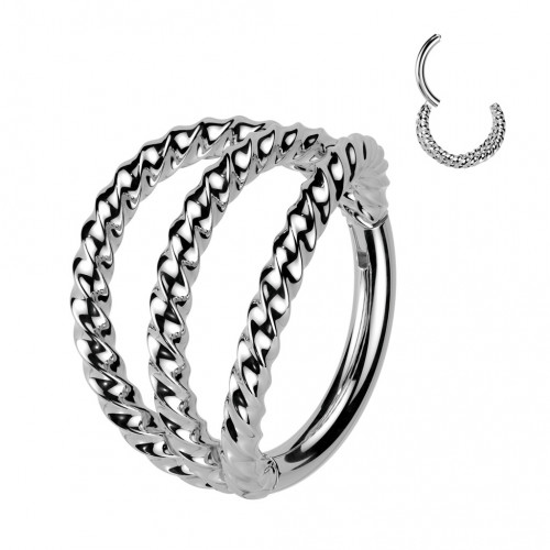 Trhnutý segment kruh krútený - helix / cartilage / tragus piercing