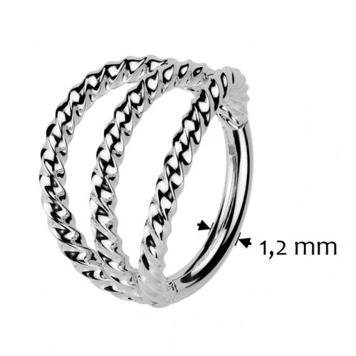 Trhnutý segment kruh krútený - helix / cartilage / tragus piercing