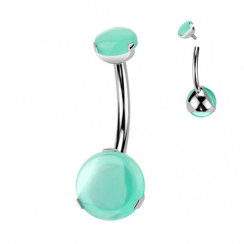 Piercing do pupku - TITAN, Zelený Onyx