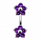 Strieborný piercing do pupku - kvietky