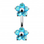 Strieborný piercing do pupku - kvietky