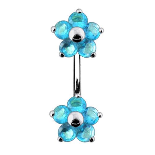 Strieborný piercing do pupku - kvietky