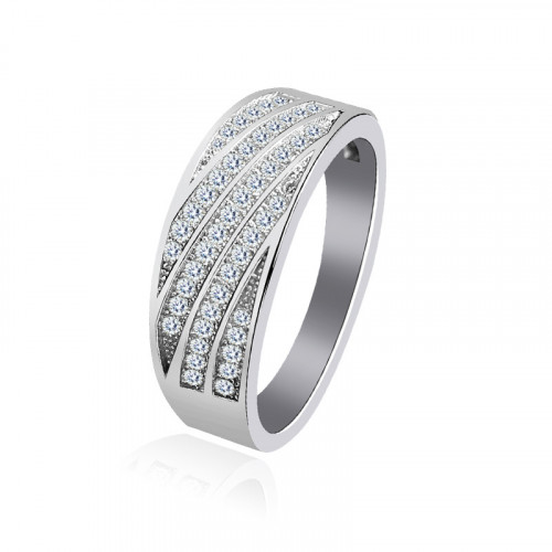 Strieborný prsteň so zirkónmi, veľ. 60