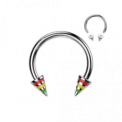 Piercing - podkova - farebné prúžky