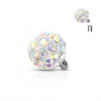 Ozdobná gulička k dermálu TITAN, závit 1,6 mm, farba: dúhová