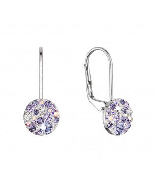 Strieborné náušnice s kryštálmi Swarovski, Violet