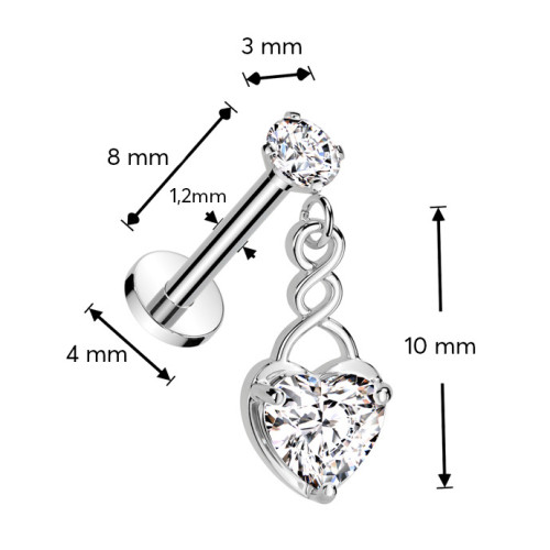 Labreta - piercing do brady so srdiečkom