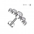 Piercing do brady - PUSH IN labreta TITAN so Swarovski kryštálmi