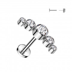 Piercing do brady - PUSH IN labreta TITAN so Swarovski kryštálmi