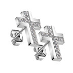 Oceľové náušnice krížiky so zirkónmi