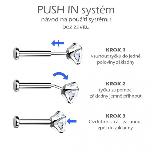 Pozlátená labreta - PUSH IN piercing do brady
