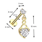 Pozlátená labreta - piercing do brady so srdiečkom