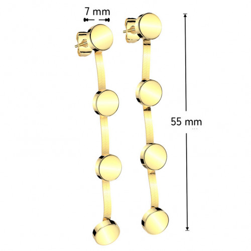Pozlátené visiace oceľové náušnice