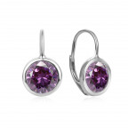 Strieborné náušnice s fialovými zirkónmi