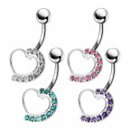 Strieborný piercing do pupku - srdce