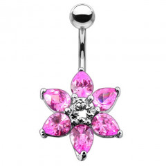 Strieborný piercing do pupku - kvietka