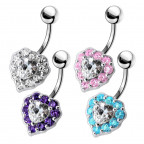 Strieborný piercing do pupku - srdce